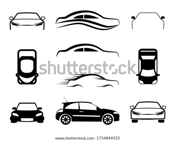 Variety of car silhouette\
set