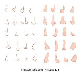 A variety of cartoon noses. Features for creation of the character