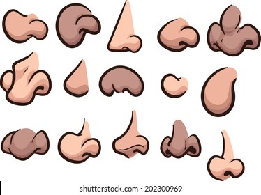 A variety of cartoon noses. Vector clip art illustration. Each on a separate layer.