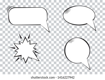 Variety of cartoon speech bubbles on transparent background. Vector Illustration. EPS10