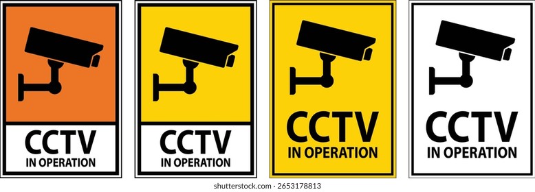 Variety of CCTV in Operation Warning Signs for Security Awareness