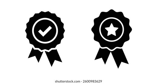 Variety of certified and approved badge icons. A set of quality and verification symbols. Vector illustration isolated on white background.