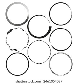 Variety of Circle Vectors Set. Assorted frames collection. Geometric line borders.