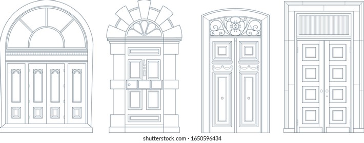 Variety Of Classical Door Line Drawings