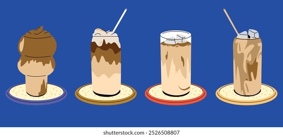 Variedade de Ilustrações de café e bebidas em café