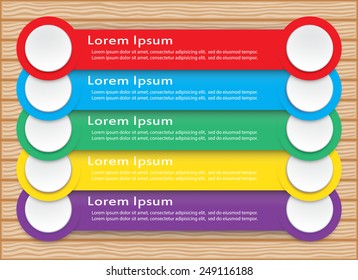 Variety color of infographic with wood pattern.
