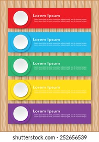 Variety color of infographic with wood pattern.