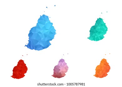 Variety color polygon map on white background of map of mauritius symbol for your web site design map logo, app, ui, Travel vector eps10, concept Illustration.