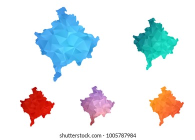 Variety color polygon map on white background of map of kosovo symbol for your web site design map logo, app, ui, Travel vector eps10, concept Illustration.