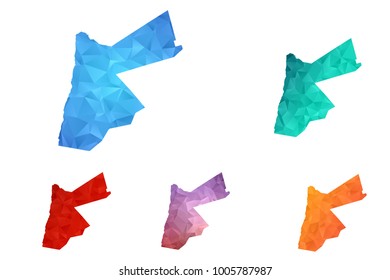 Variety color polygon map on white background of map of jordan symbol for your web site design map logo, app, ui, Travel vector eps10, concept Illustration.