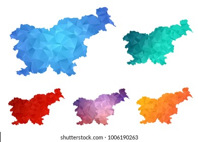 Variety color polygon map on white background of map of Slovenia symbol for your web site design map logo, app, ui, Travel vector eps10, concept Illustration.