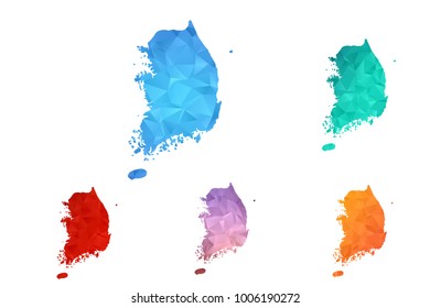 Variety color polygon map on white background of map of south korea symbol for your web site design map logo, app, ui, Travel vector eps10, concept Illustration.