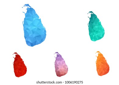 Variety color polygon map on white background of map of Sri Lanka symbol for your web site design map logo, app, ui, Travel vector eps10, concept Illustration.