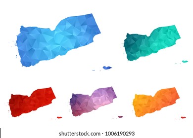 Variety color polygon map on white background of map of Yemen symbol for your web site design map logo, app, ui, Travel vector eps10, concept Illustration.