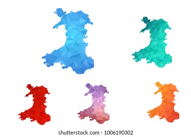 Variety color polygon map on white background of map of wales symbol for your web site design map logo, app, ui, Travel vector eps10, concept Illustration.