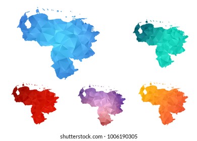 Variety color polygon map on white background of map of Venezuela symbol for your web site design map logo, app, ui, Travel vector eps10, concept Illustration.