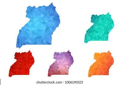 Variety color polygon map on white background of map of Uganda symbol for your web site design map logo, app, ui, Travel vector eps10, concept Illustration.