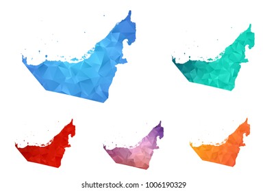 Variety color polygon map on white background of map of united arab emirates symbol for your web site design map logo, app, ui, Travel vector eps10, concept Illustration.