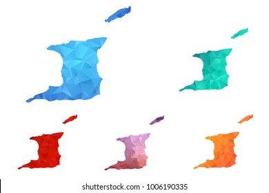 Variety color polygon map on white background of map of trinidad and tobago symbol for your web site design map logo, app, ui, Travel vector eps10, concept Illustration.