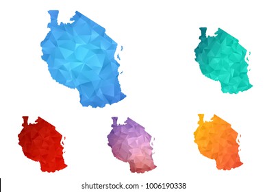 Variety color polygon map on white background of map of Tanzania symbol for your web site design map logo, app, ui, Travel vector eps10, concept Illustration.