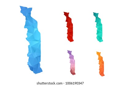 Variety color polygon map on white background of map of togo symbol for your web site design map logo, app, ui, Travel vector eps10, concept Illustration.