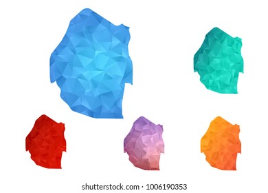 Variety color polygon map on white background of map of Swaziland symbol for your web site design map logo, app, ui, Travel vector eps10, concept Illustration.