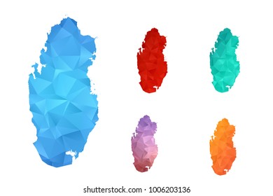 Variety color polygon map on white background of map of qatar symbol for your web site design map logo, app, ui, Travel vector eps10, concept Illustration.