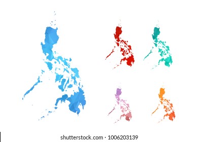 Variety color polygon map on white background of map of Philippines symbol for your web site design map logo, app, ui, Travel vector eps10, concept Illustration.