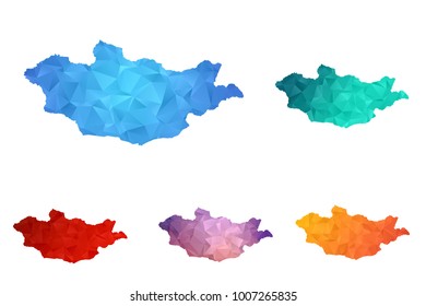 Variety color polygon map on white background of map of Mongolia symbol for your web site design map logo, app, ui, Travel vector eps10, concept Illustration.