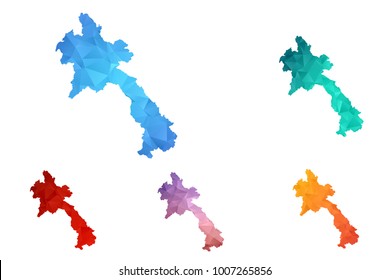 Variety color polygon map on white background of map of laos symbol for your web site design map logo, app, ui, Travel vector eps10, concept Illustration.