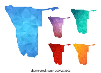 Variety color polygon map on white background of map of Namibia symbol for your web site design map logo, app, ui, Travel vector eps10, concept Illustration.