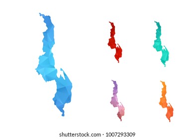 Variety color polygon map on white background of map of malawi symbol for your web site design map logo, app, ui, Travel vector eps10, concept Illustration.