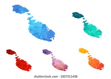 Variety color polygon map on white background of map of Malta symbol for your web site design map logo, app, ui, Travel vector eps10, concept Illustration.