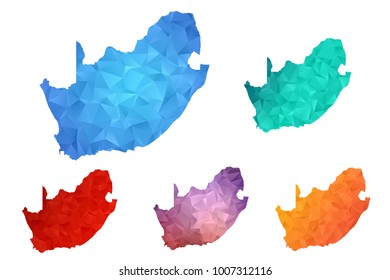 Variety color polygon map on white background of map of South Africa symbol for your web site design map logo, app, ui, Travel vector eps10, concept Illustration.