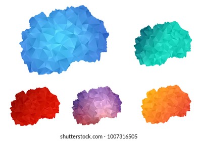 Variety color polygon map on white background of map of macedonia symbol for your web site design map logo, app, ui, Travel vector eps10, concept Illustration.