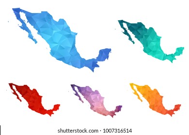 Variety color polygon map on white background of map of Mexico symbol for your web site design map logo, app, ui, Travel vector eps10, concept Illustration.