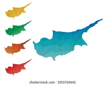 Variety color polygon map on white background of map of Cyprus symbol for your web site design map logo, app, ui, Travel vector eps10, concept Illustration.