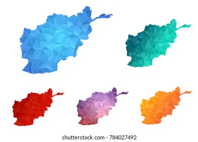 Variety color polygon  map on white background of map of Afghanistan symbol for your web site design map logo, app, ui, Travel vector eps10, concept Illustration.