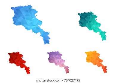Variety color polygon map on white background of map of armenia symbol for your web site design map logo, app, ui, Travel vector eps10, concept Illustration.