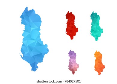 Variety color polygon map on white background of map of albania symbol for your web site design map logo, app, ui, Travel vector eps10, concept Illustration.