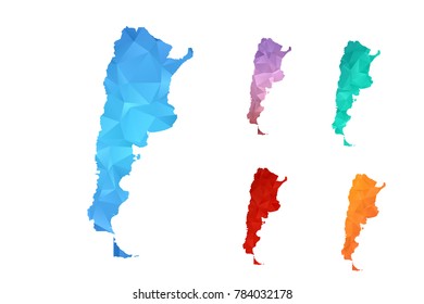 Variety color polygon map on white background of map of argentina symbol for your web site design map logo, app, ui, Travel vector eps10, concept Illustration.