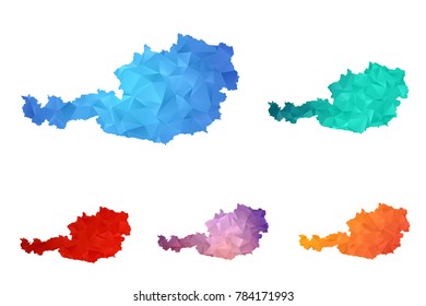 Variety color polygon map on white background of map of austria symbol for your web site design map logo, app, ui, Travel vector eps10, concept Illustration.