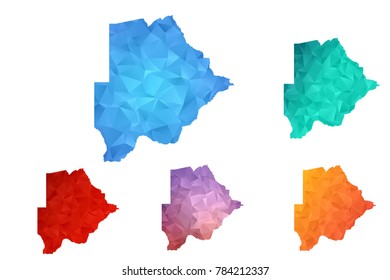 Variety color polygon map on white background of map of Botswana symbol for your web site design map logo, app, ui, Travel vector eps10, concept Illustration.