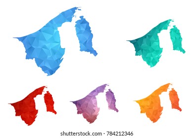 Variety color polygon map on white background of map of Brunei symbol for your web site design map logo, app, ui, Travel vector eps10, concept Illustration.