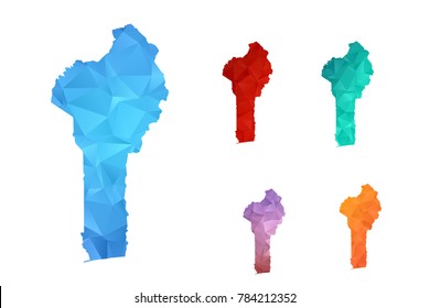 Variety color polygon map on white background of map of benin symbol for your web site design map logo, app, ui, Travel vector eps10, concept Illustration.