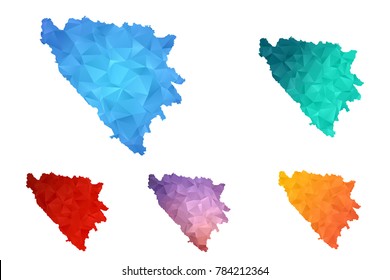 Variety color polygon map on white background of map of bosnia and herzegovina symbol for your web site design map logo, app, ui, Travel vector eps10, concept Illustration.