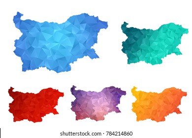 Variety color polygon map on white background of map of bulgaria symbol for your web site design map logo, app, ui, Travel vector eps10, concept Illustration.