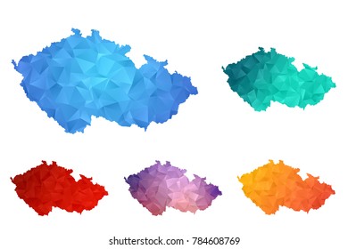 Variety color polygon map on white background of map of czech symbol for your web site design map logo, app, ui, Travel vector eps10, concept Illustration.