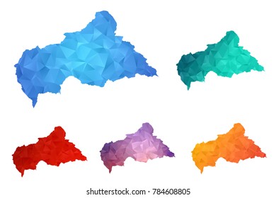 Variety color polygon map on white background of map of Central African Republic symbol for your web site design map logo, app, ui, Travel vector eps10, concept Illustration.
