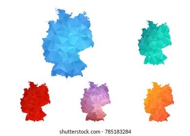 Variety color polygon map on white background of map of Germany symbol for your web site design map logo, app, ui, Travel vector eps10, concept Illustration.